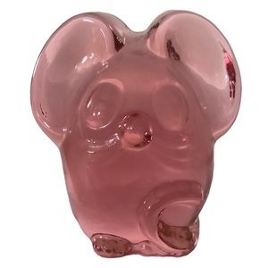 Tiara Single Solid Glass Mouse Paperweight Bookend Dusty Rose MCM VTG EUC